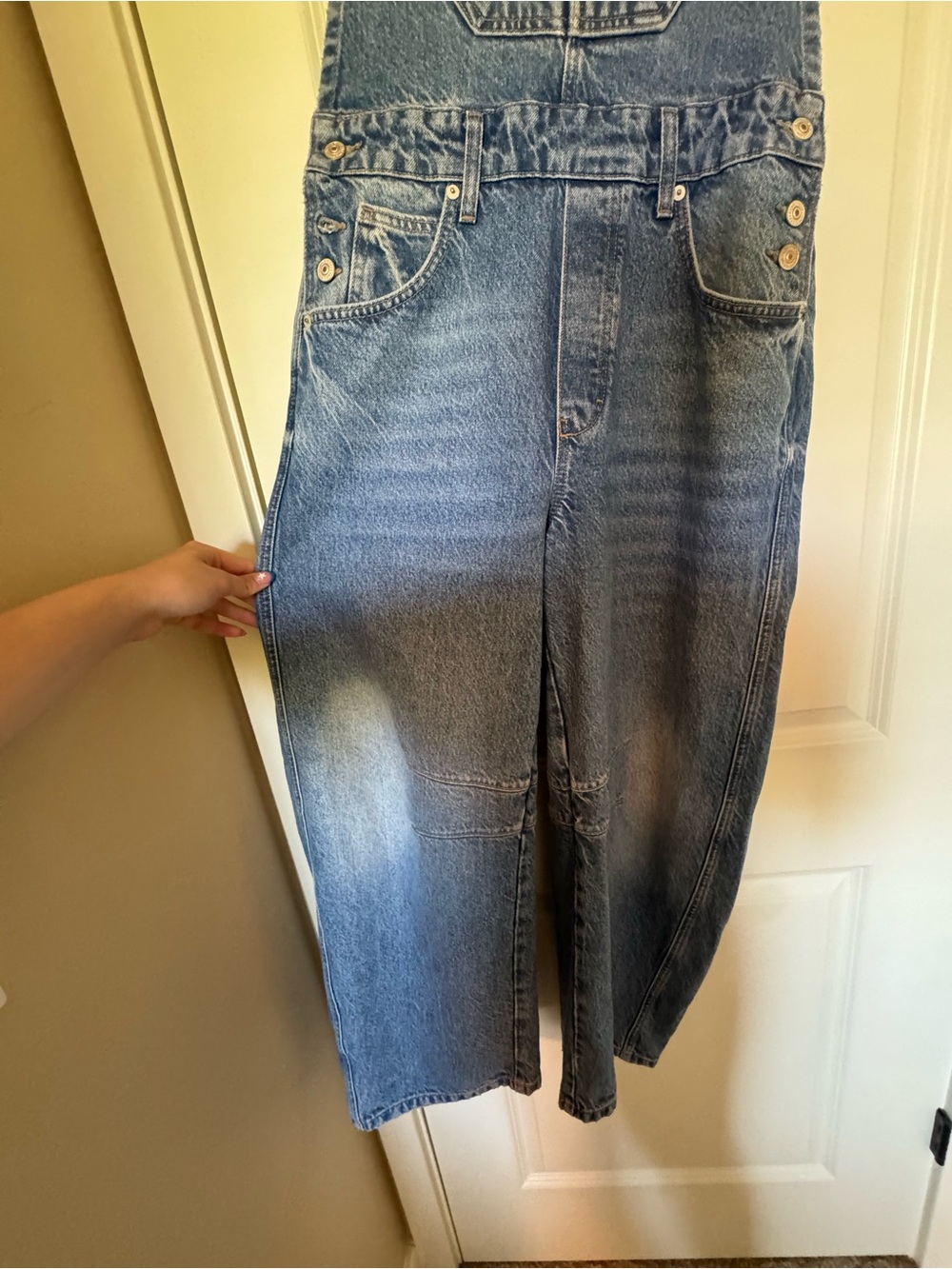 We The Free Light Blue Denim Bib Overalls - Women's - Picture 5 of 6